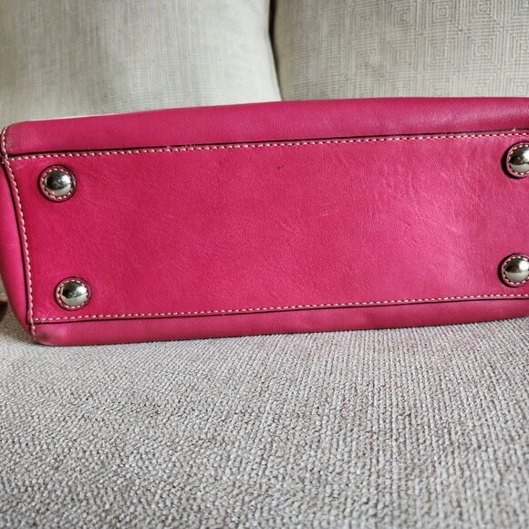 COACH Madeline satchel tote shoulder purse Magenta color with Coach ribbon - Picture 5 of 14